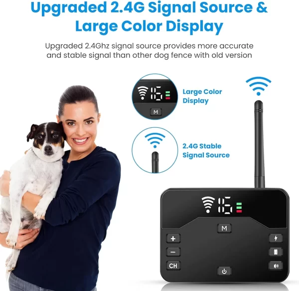 Wireless Dog Fence, Electric Fence for 2 Dogs Shocks Training Collar Remote 2-in-1, Wireless Pet Containment System - Image 3