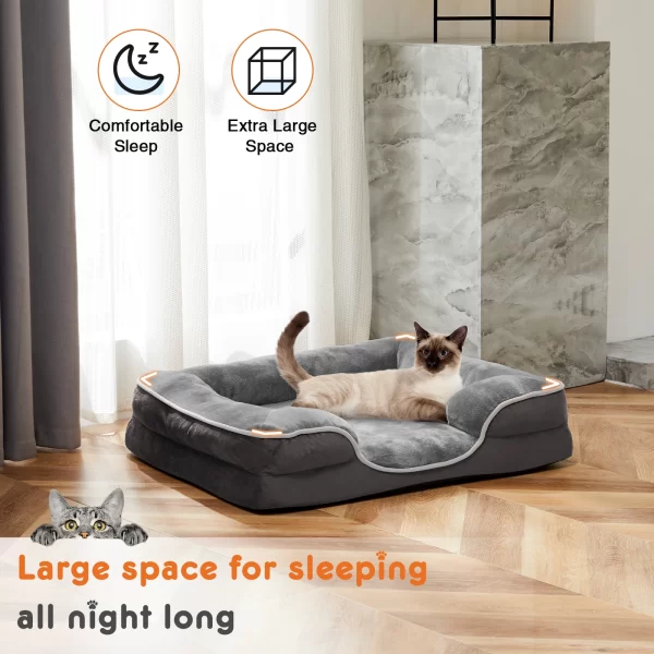 JHK Orthopedic Dog Bed Memory Foam Pet Bed with Washable Removable Cover Non-Slip Base Waterproof Liner - Image 5