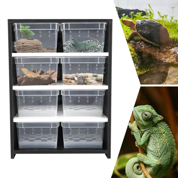 4 Tier Reptile Breeding Tank Cabinet with Insect/Turtle Cage Pet Feeding Box - Image 6