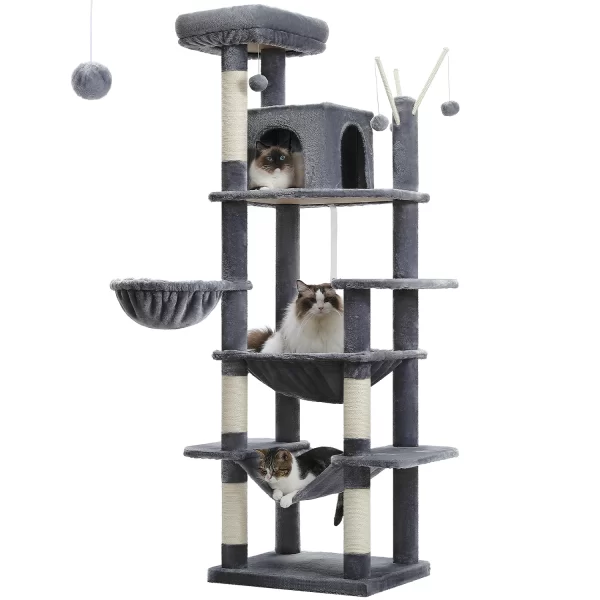Large Cat Tree Tall Cat Tower for Indoor Cats Multi-Level Plush Cat Condo with Scratching Posts Scratching Boards - Image 6