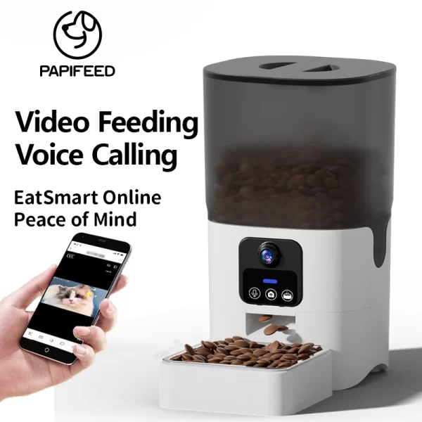 PAPIFEED cat automatic feeder visual cat food dog food wi-fi, 24h live streaming video intelligent timed quantitative pet food dispenser 6L (2 models available)