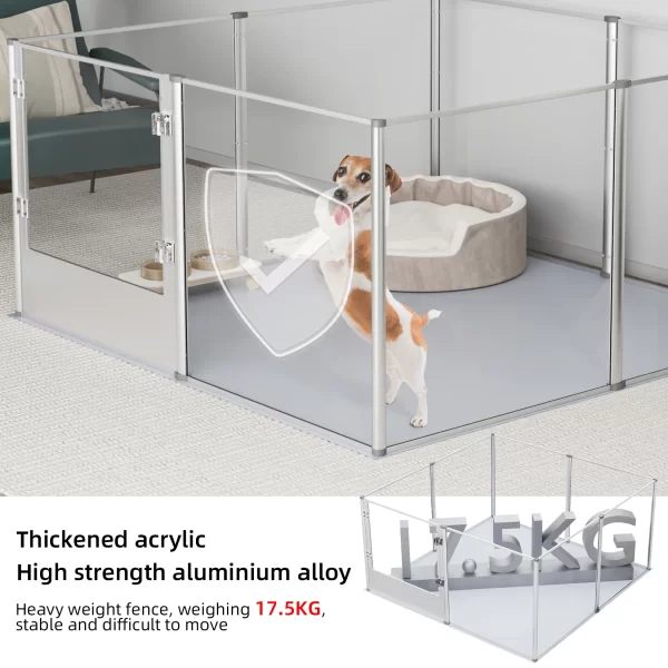 Acrylic Dog Playpen Fence with Waterproof Pad for Cats Puppies Whelping Pen Box Dog Cage Pet Supplies - Image 6
