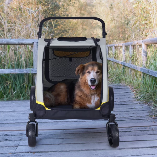 Portable Dog Stroller 4 Wheels for Large Dogs Foldable Pet Cat Travel Carriage Stroller Breathable Carrier for Outside Play - Image 7