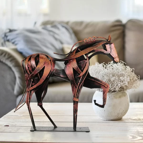 Horse Statue-Unique Rustic Decor for Office&Home -Hand-Painted Metal Sculpture - Perfect Handicraft Gift for Horse Lovers (Grey) - Image 9