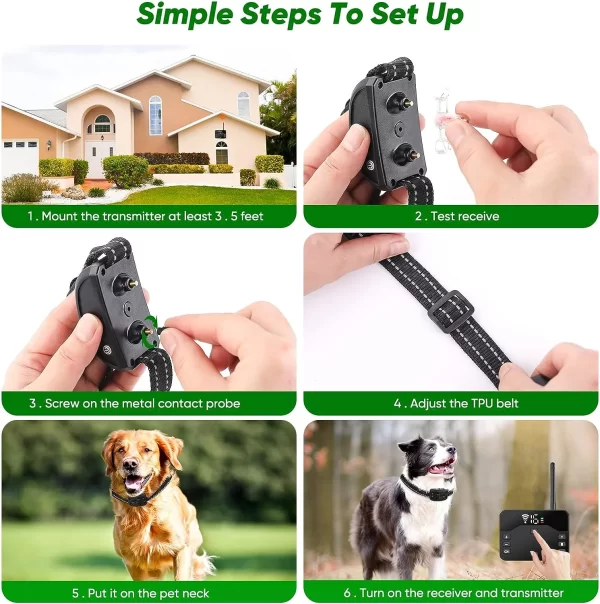 Wireless Dog Fence, Electric Fence for 2 Dogs Shocks Training Collar Remote 2-in-1, Wireless Pet Containment System - Image 6