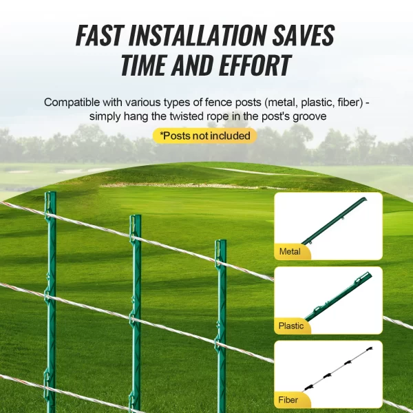 VEVOR Electric Fence Wire 2625Ft Portable Polywire Metal Strands for Reliable Conductivity Fencing Rope Line for Horse Livestock - Image 5
