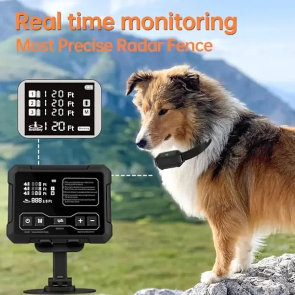 Indoor Outdoor Wireless Dog Fence Upgraded 2024 Radar Electric Containment System Real-time Monitoring Rechargeable Adjustable