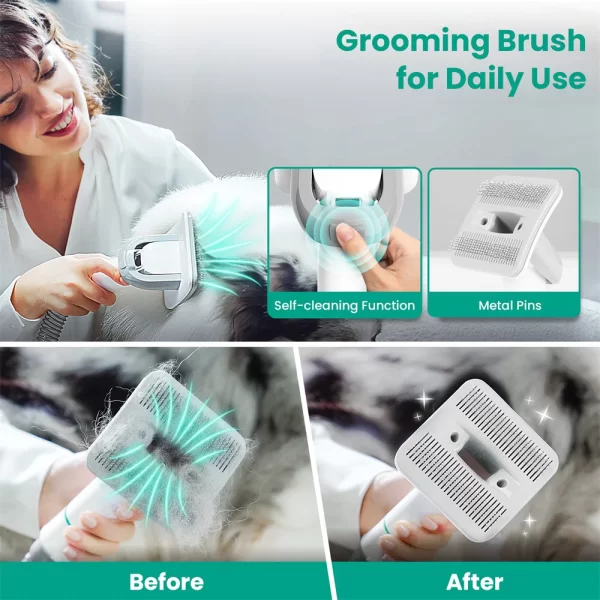 INSE P20 Pet Grooming Kit & Vacuum Suction 99% Pet Hair, Professional Grooming Clippers with 5 Grooming Tools for Dogs Cats and - Image 2