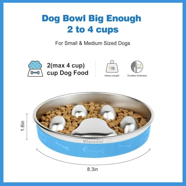 Non-Slip Stainless Steel Slow Feeder Bowl Dogs Promotes Healthy Eating Speeds Reduces Bloating Suitable Small Medium Breeds - Image 3
