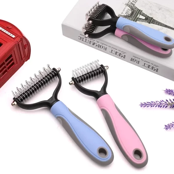 Pets Fur Knot Cutter Dog Grooming Shedding Tools Pet Cat Hair Removal Comb Brush Double sided - Image 2