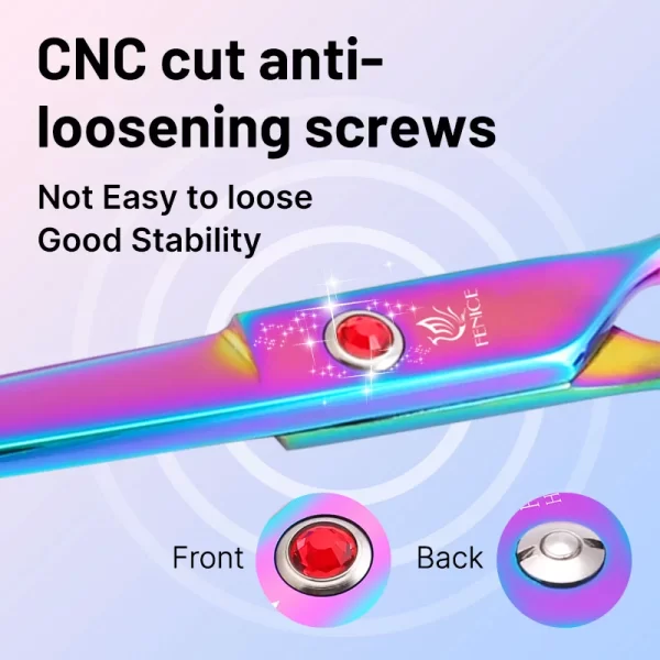 Fenice Classical Model 9cr steel 6.5/7.0 Inch rainbow & black dog grooming scissors shears - Image 5