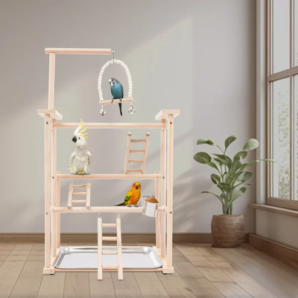 Beech Wood Parrots Rack Bird Playing Stand for Canaries, Parrots - Image 7