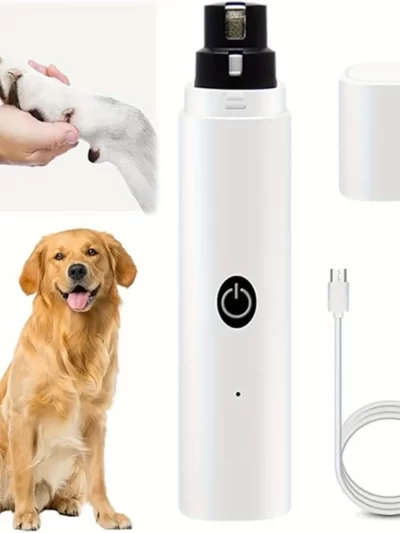 Dog Nail Grinder - Dog Nail Grinder with 3 Grinding Ports - Silent Rechargeable Electric Nail Trimmer for Small to Large Dogs