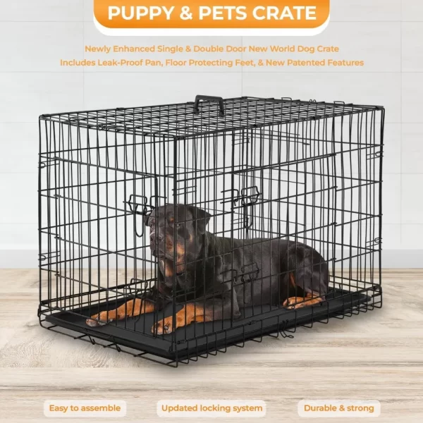 Large Dog Crate Kennel for Medium Large Dogs Metal Dog Cage Double-Door Folding Travel Indoor Outdoor Puppy Playpen - Image 4