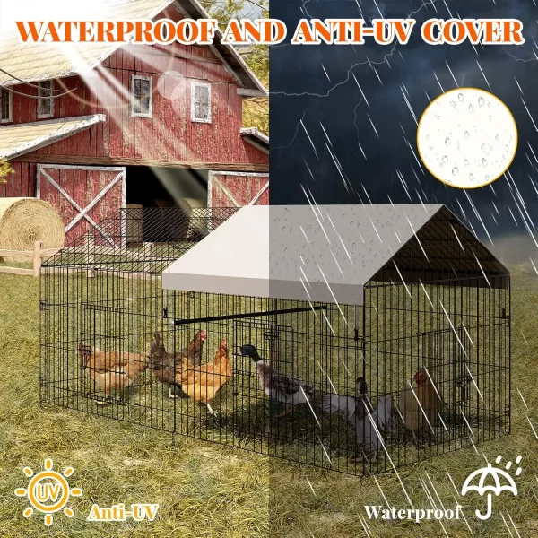 Metal Chicken Coop, Metal Chicken Cage For Outdoor Backyard Farm Rabbit Duck, Portable Poultry Cage, Chicken Run For Yard - Image 4
