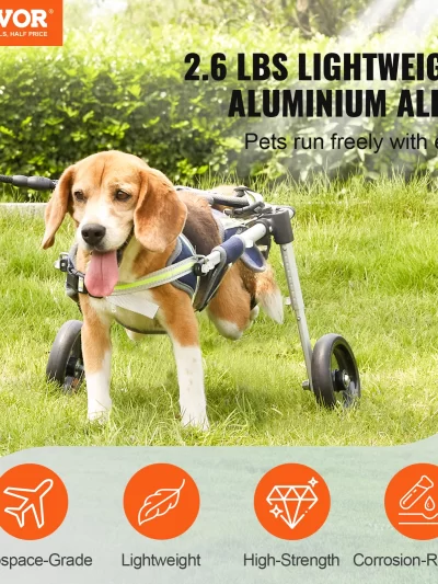 VEVOR 2 Wheels Dog Wheelchair for Back Legs Pet Wheelchair Dog Cart/Wheelchair for Injured Disabled Paralysis Hind Limb Weak Pet