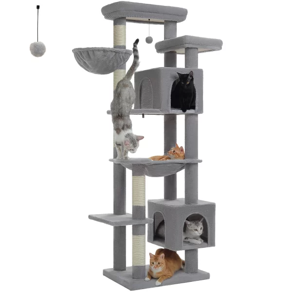 Large Cat Tree Tall Cat Tower for Indoor Cats Multi-Level Plush Cat Condo with Scratching Posts Scratching Boards - Image 19