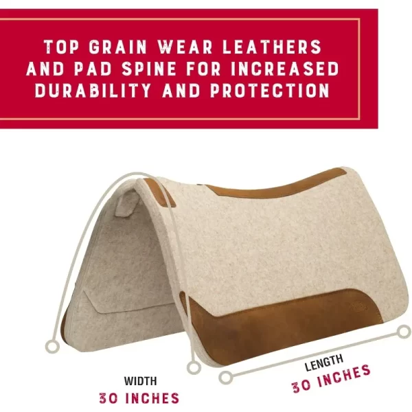 Weaver Equine 30" x 30" Contoured Wool Blend Felt Horse Saddle Pad, Shock Absorbing Western Saddle Pad,Durable Equine Supplies - Image 3