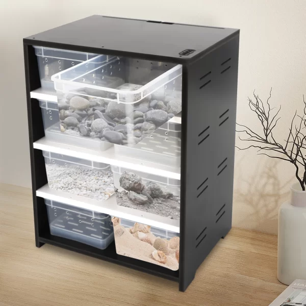 4 Tier Reptile Breeding Tank Cabinet with Insect/Turtle Cage Pet Feeding Box - Image 3