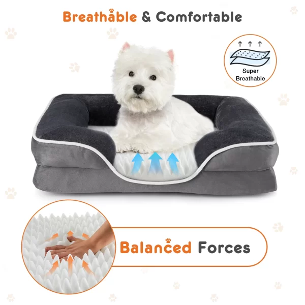 JHK Orthopedic Dog Bed Memory Foam Pet Bed with Washable Removable Cover Non-Slip Base Waterproof Liner - Image 2