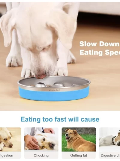 Non-Slip Stainless Steel Slow Feeder Bowl Dogs Promotes Healthy Eating Speeds Reduces Bloating Suitable Small Medium Breeds