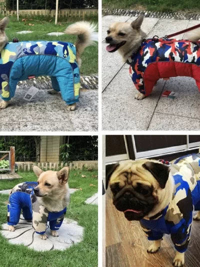 Fullbody Small Dog Coat Warm Fleece Puppy Jacket Dog Winter 4-Leg Puffer Coat Reflective Turtleneck Dog Snow Jacket Snowsuit
