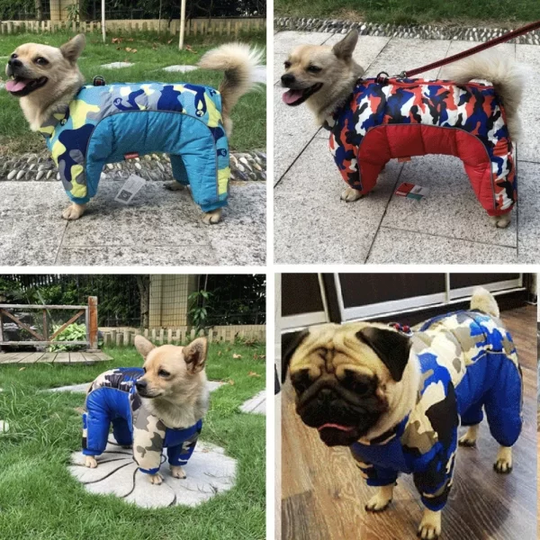 Fullbody Small Dog Coat Warm Fleece Puppy Jacket Dog Winter 4-Leg Puffer Coat Reflective Turtleneck Dog Snow Jacket Snowsuit