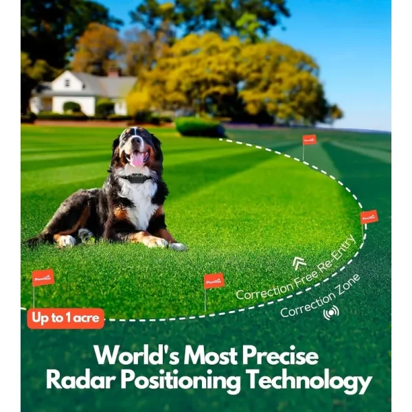 Wireless Dog Fence & High Precision Wireless Containment System for Up to 1 Acre, Real-Time Distance Monitoring