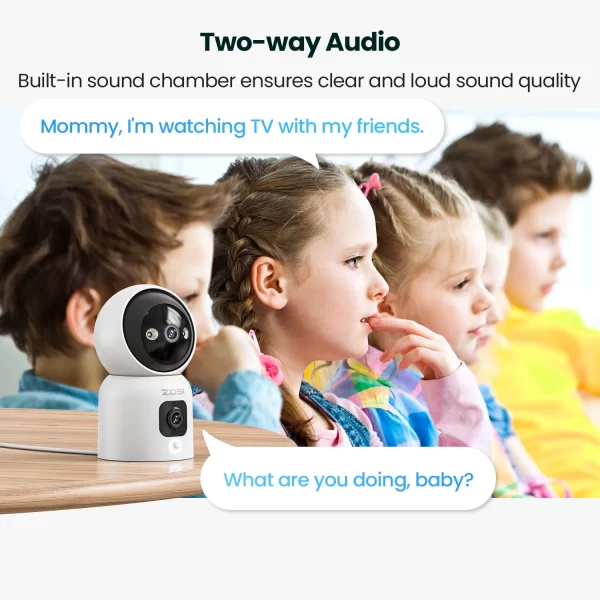 ZOSI C528 6MP/4MP HD Dual-Lens Indoor Wi-Fi Security Camera Plug-in 360° Views Pan/Tilt Home Surveillance Baby/Animal Monitor - Image 5