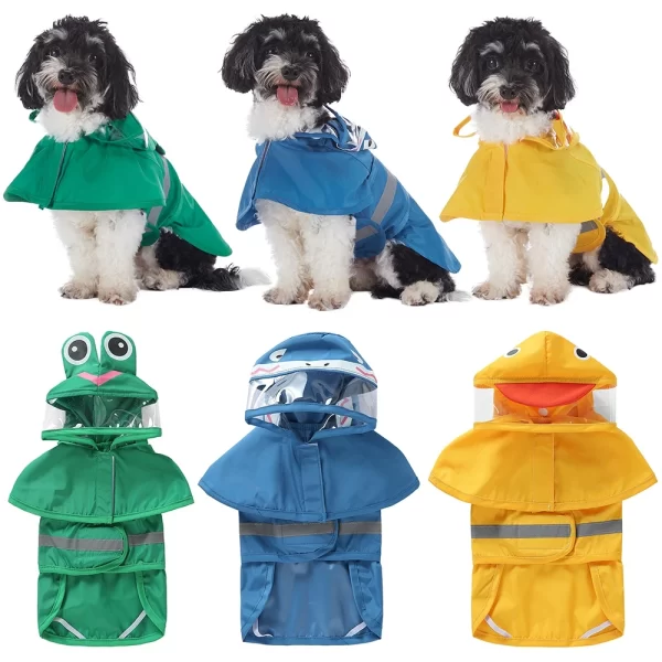 Fashionable Reflective Pet Dog Raincoat Cute Animal Raincoat Pet Hooded Waterproof Jacket Clothes Dog Clothes - Image 5