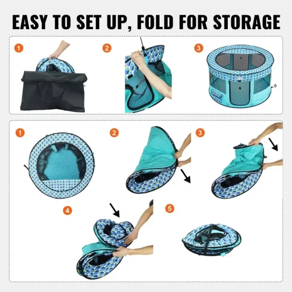 44'' Portable Foldable Pet Playpen - Waterproof for indoor/Outdoor Dog Crate with Removable Zipper for Dogs, Cats & Puppies - Image 4