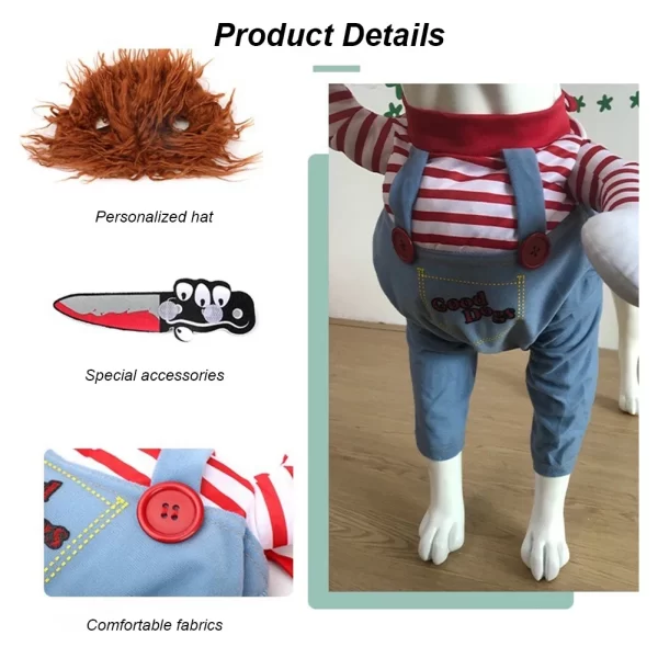 Pet Dog Creative Clothes Quirky Dog Clothes Adjustable Pets Role Playing Costume Holding Knife for Small Medium Dogs - Image 5