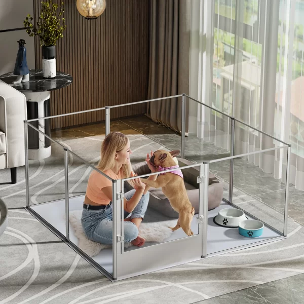 Acrylic Dog Playpen Fence with Waterproof Pad for Cats Puppies Whelping Pen Box Dog Cage Pet Supplies - Image 2