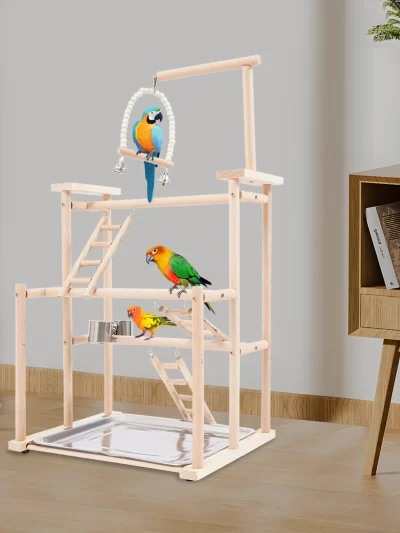 Beech Wood Parrots Rack Bird Playing Stand for Canaries, Parrots