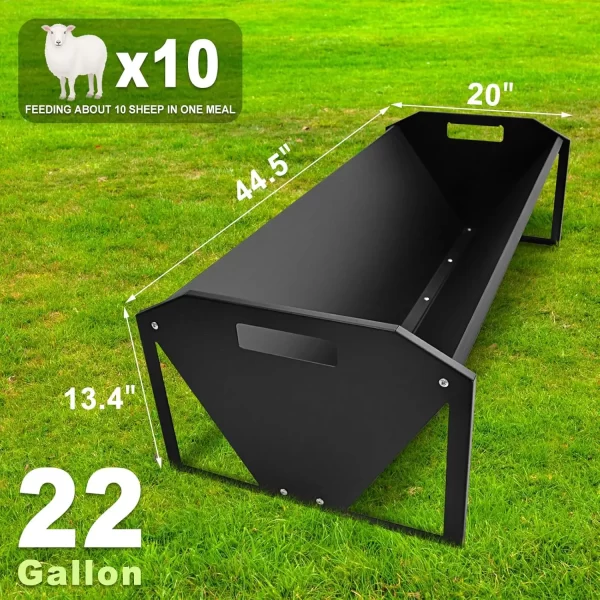Heavy Duty 22 Gallon Capacity Livestock Trough, Galvanized Steel Sheep Feeder Trough for Horse, Goat, Sheep, Cattle, Cow, Alpaca - Image 3