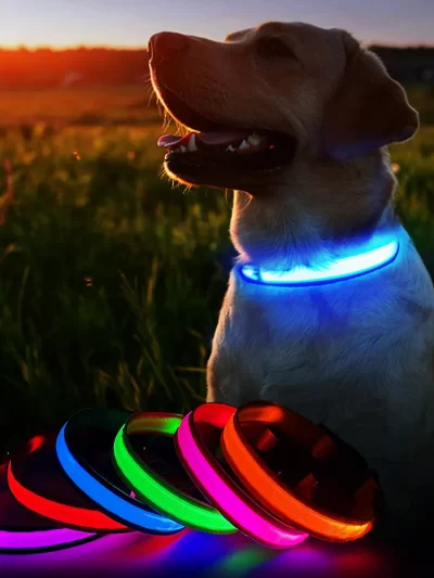 MASBRILL LED Dog Collar Luminous Pet Supplies Dog Collar Waterpoof Safety Glow Necklace Flashing Lighting Up Collars Accessories