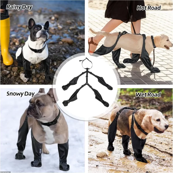 Outdoor Walking Dog Boot Leggings for Small Medium Large Dogs Suspender Boots Waterproof Snowy Dog Paw Protects Boot Covers - Image 2