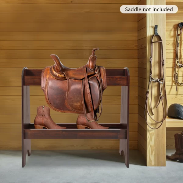 Wooden Saddle Rack Ideal Saddle Stand for Horse Gear and Horse Tack Organizers Saddle Rack with Shelf 31.8*30*11.2 Inch - Image 6