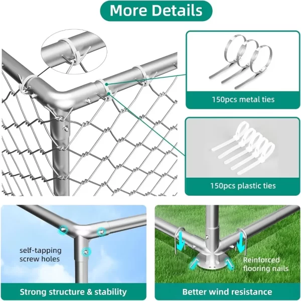 Heavy Duty Outdoor Dog Kennel with Waterproof Cover, UV-Resistant Roof, and Secure Locking Mechanism for Large Dogs - Image 4