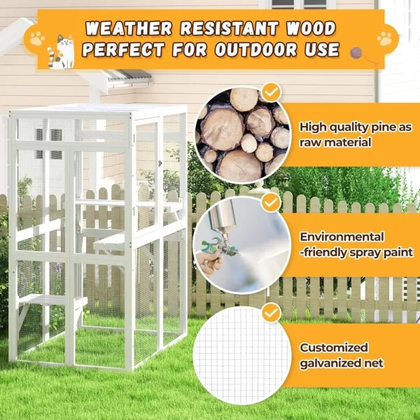 Outdoor Cat Enclosure, Wooden Catio with Window Access for Patio, Indooe Kitty House Cage - Image 4