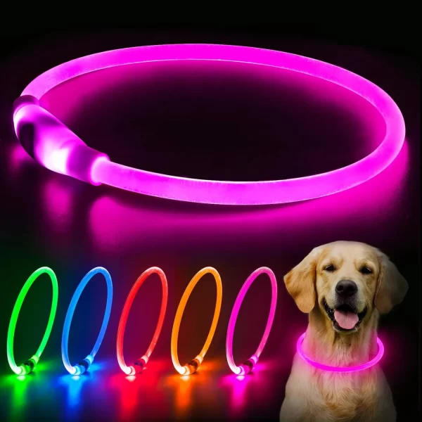 HiGuard LED Dog/Cat Collar USB Rechargeable Glowing Collars Lighted Up Safety Necklace Glow in the Dark - Image 8