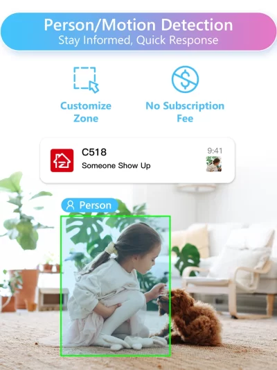 ZOSI Indoor Pan/Tilt Smart Security Camera C518 2K 360 Degree Baby Pet Monitor 2.4G/5G Dual-Band WiFi Home Cam with Phone APP