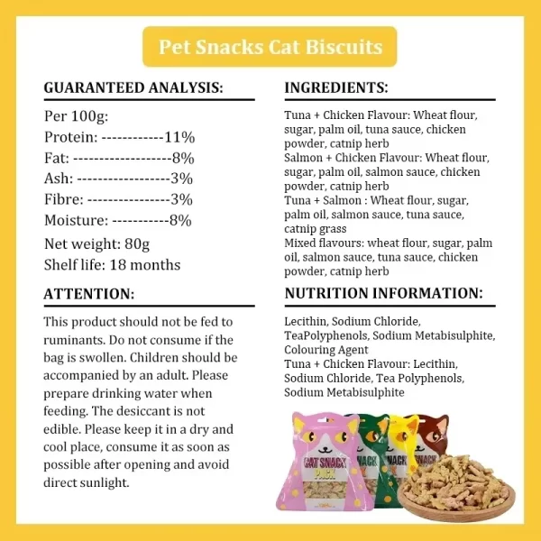 Cat Biscuits Salmon Snacks Chicken Tuna Multiplicity Nutrition Health Easy To Eat Digest Crispy Catnip Fish Biscuits Pet Snacks - Image 6