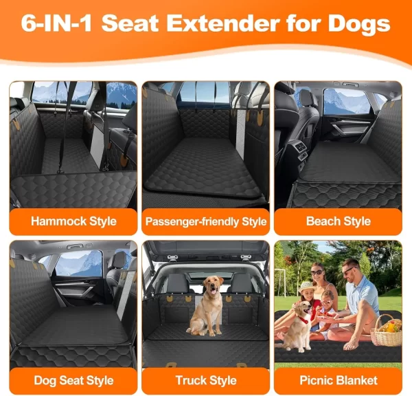 Waterproof Pet Travel Accessories Foldable Dog Car Seat  Car Pet Seat Safety Hammock Trunk Mat Car Rear Back Seat Protector - Image 6