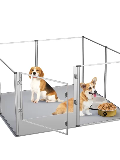 Acrylic Dog Playpen Fence with Waterproof Pad for Cats Puppies Whelping Pen Box Dog Cage Pet Supplies