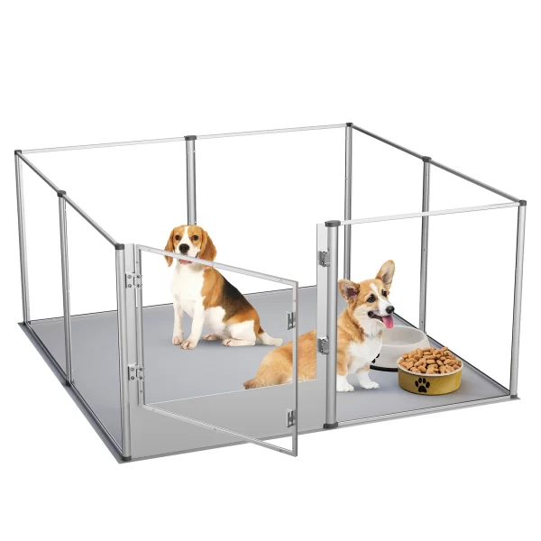 Acrylic Dog Playpen Fence with Waterproof Pad for Cats Puppies Whelping Pen Box Dog Cage Pet Supplies