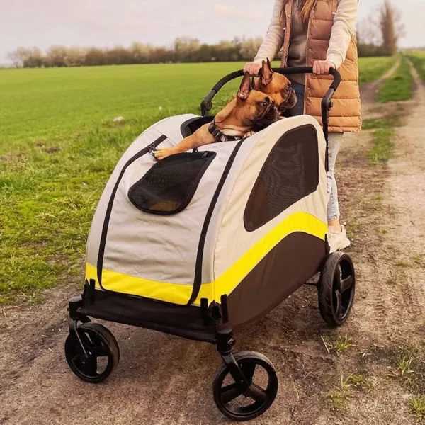 Premium Dog Stroller Pram 4 Wheel Foldable Cart Travel Walk Pet Jogger Wagon for Small & Medium Dogs - Image 3