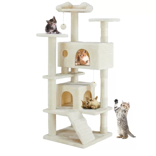JHK 54in Tall Multi-Level Cat Tree Tower for Indoor Pet Furniture Stable Kitty Play House with Sisal Scratching Post - Image 7
