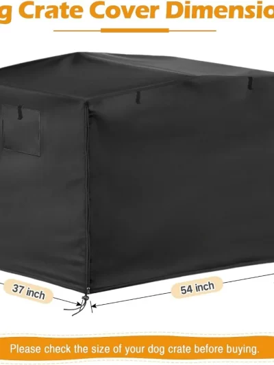 Dog Crate Cover, 54in Heavy Duty 420D Pet Kennel Cover Sunshade, Universal Fit for Wire Dog Cages(Black)