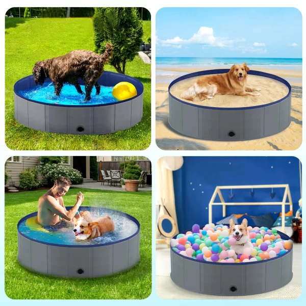 Portable Dog Pool, Foldable Pet Swimming Tub, Anti-Slip Collapsible Pet Bathtub, Hard Plastic Bath Pool for Pets Dogs and Cats - Image 6